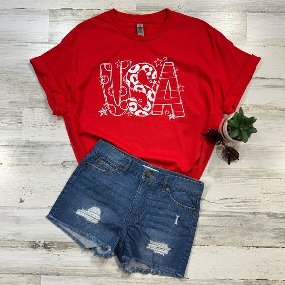 USA Patriotic Women’s Large Red Short Sleeve T-Shirt - Picture 1 of 7